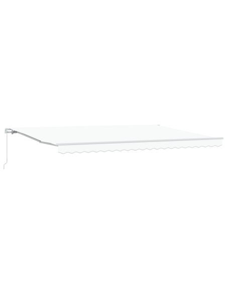 Tenda Retrattile Manuale  Bianco 500x350 cm, Tessuto di Ricambio per Tenda  Bianco 5x3,5 m