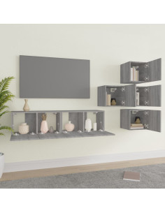 Set di Mobili Porta TV 6 pz Grigio Sonoma in Legno Multistrato 2