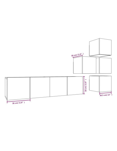 Set di Mobili Porta TV 6 pz Grigio Sonoma in Legno Multistrato