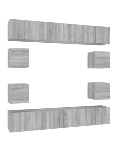 Set Mobili Porta TV 10 pz Grigio Sonoma in Legno Multistrato