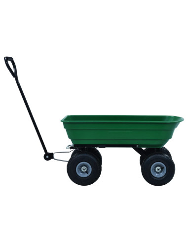 Carrello Manuale Ribaltabile da Giardino 300 kg 75 L Verde