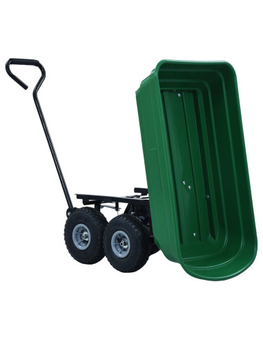 Carrello Manuale Ribaltabile da Giardino 300 kg 75 L Verde