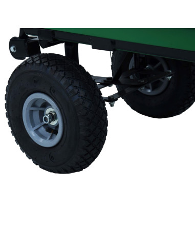 Carrello Manuale Ribaltabile da Giardino 300 kg 75 L Verde