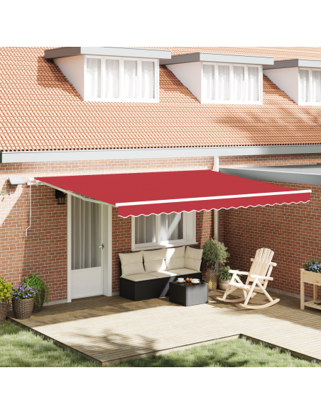 Tenda manuale retrattile  con LED Rossa 450x350 cm, Tessuto per tenda sostitutivo  per telaio da 4,5x3,5 m Rossa