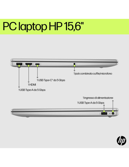 HP Laptop 15-fd0088nl Intel® Core™ i7 i7-1255U Computer portatile 39,6 cm (15.6") Full HD 16 GB DDR4-SDRAM 512 GB SSD Wi-Fi 6