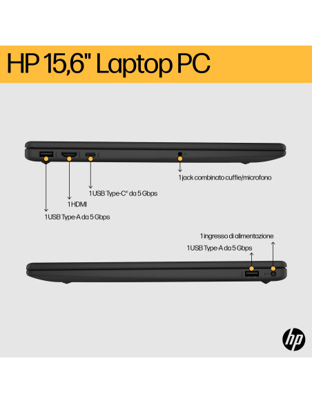 HP Laptop 15-fc0072nl AMD Ryzen™ 7 7730U Computer portatile 39,6 cm (15.6") Full HD 16 GB DDR4-SDRAM 1 TB SSD Wi-Fi 6 (802.11a