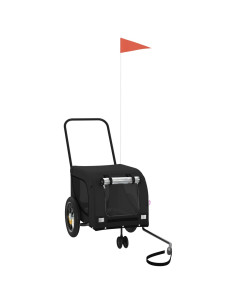 Rimorchio da Bici per Animali Nero Oxford e Ferro