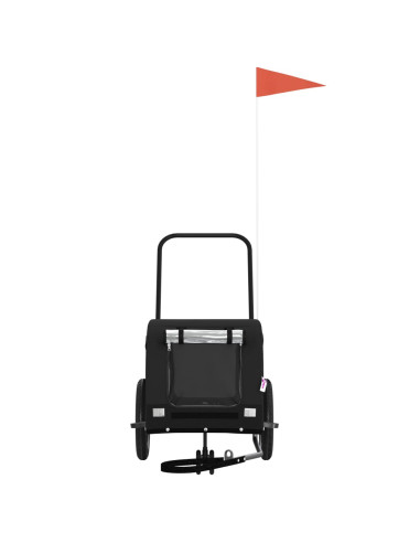 Rimorchio da Bici per Animali Nero Oxford e Ferro