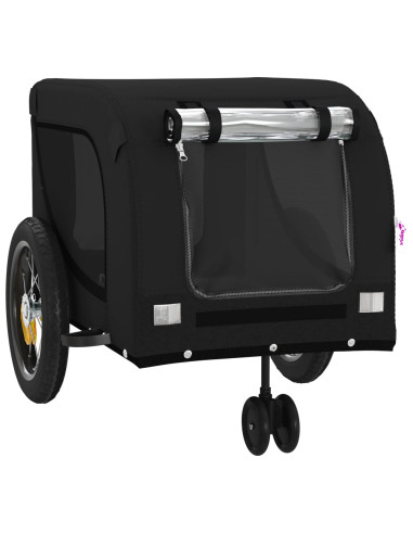 Rimorchio da Bici per Animali Nero Oxford e Ferro
