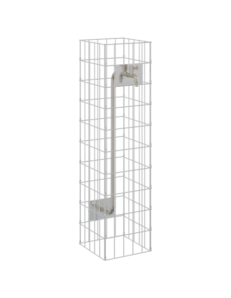 Colonna Gabion con Rubinetto 100x25x25 cm Acciaio Inossidabile