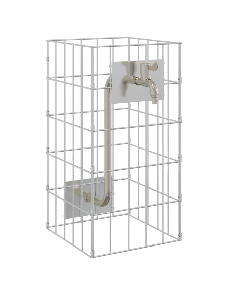 Colonna Gabion con Rubinetto 50x25x25 cm Acciaio Inox