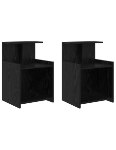 Armadio da Notte 2 pcs Rovere Nero 40 x 35 x 60 cm 2