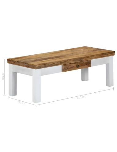 Tavolino da Salotto 110x50x40 cm in Legno Massello di Mango