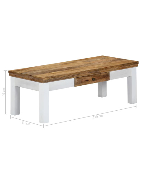 Tavolino da Salotto 110x50x40 cm in Legno Massello di Mango