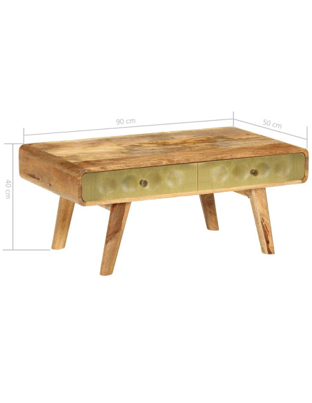 Tavolino da Salotto in Legno di Mango 90x50x40 cm