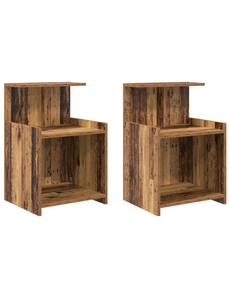 Comodini 2 pz Legno Vecchio 40x35x60 cm Legno Ingegnerizzato