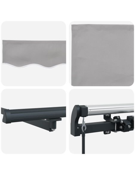 Tenda Retrattile Manuale Grigia Chiara 600x300 cm, Tessuto di ricambio per tenda  per telaio 6x3 m Grigio Chiaro