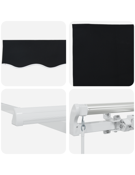 Tenda Richiudibile Manuale  Nera 600x350 cm, Tessuto di Ricambio per Tenda  per Telaio 6x3.5 m Nero