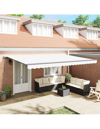 Tenda Retrattile Bianco 500 × 350 cm Tessuto e Alluminio