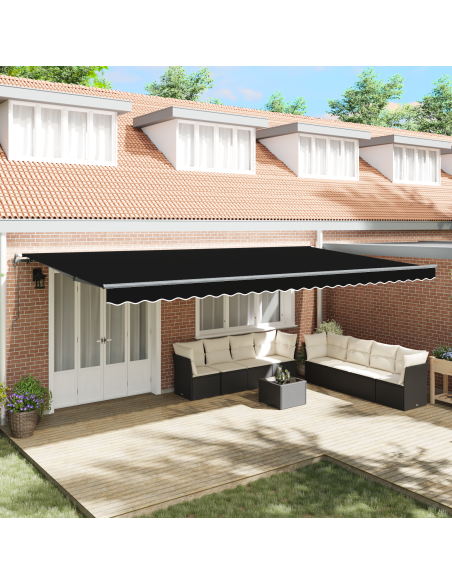 Tenda Retrattile Automaticamente  Nera 600x350 cm, Tessuto di Ricambio per Tenda  6x3.5 m Nera