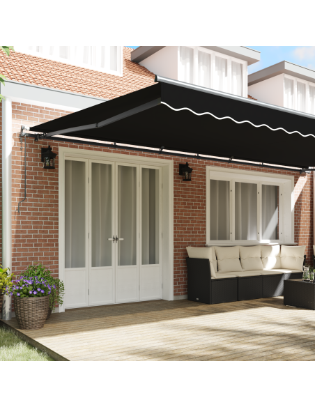 Tenda Retrattile Automaticamente  Nera 600x350 cm, Tessuto di Ricambio per Tenda  6x3.5 m Nera