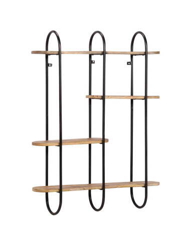 Mensola da Parete 90x20x116,5 cm Legno Massello di Mango Grezzo