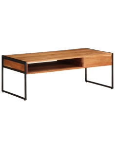 Tavolino da Salotto 110x55x40 cm in Legno Massello di Acacia 2