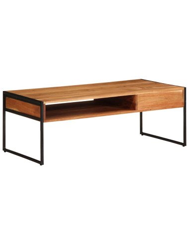 Tavolino da Salotto 110x55x40 cm in Legno Massello di Acacia