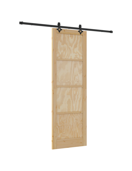 Porta Scorrevole  con Set di Ferramenta 'ORKDAL'in Legno Massello di Pino, Porta Interna 'ORKDAL'78x232x4 cm in Legno Massello d
