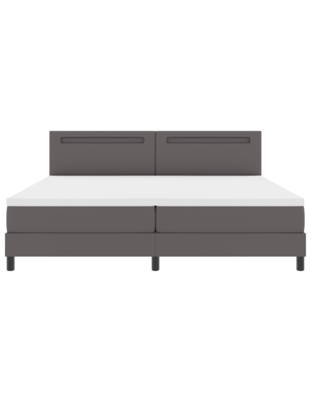 Letto a molle  con materasso Grigio 200x200 cm Similpelle, Testata semplice design grigio 200 cm Similpelle