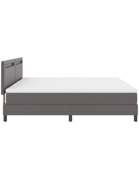 Letto a molle  con materasso Grigio 200x200 cm Similpelle, Testata semplice design grigio 200 cm Similpelle