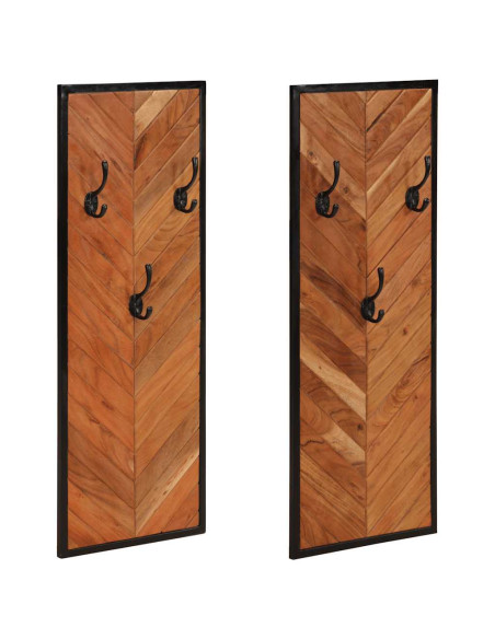 Appendiabiti 2 pz 35x1x90 cm in Legno Massello di Acacia