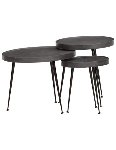 Tavolini da Salotto 3 pz Neri in Legno Multistrato