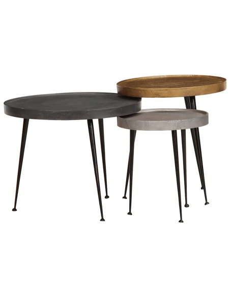 Tavolini da Salotto 3 pz Multicolorein Legno Multistrato