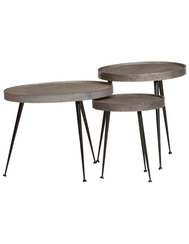 Tavolini da Salotto 3 pz Argento in Legno Multistrato