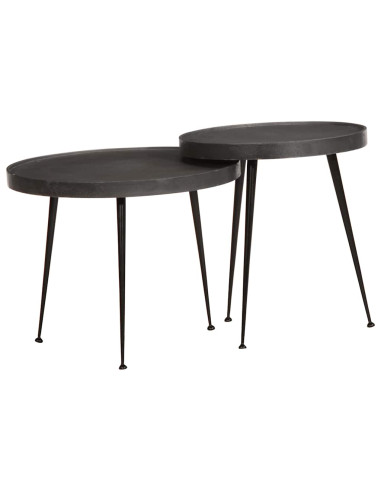 Tavolini da Salotto 2 pz Neri in Legno Multistrato