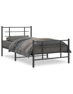 Giroletto con Testiera e Pediera Metallo Nero 100x200 cm