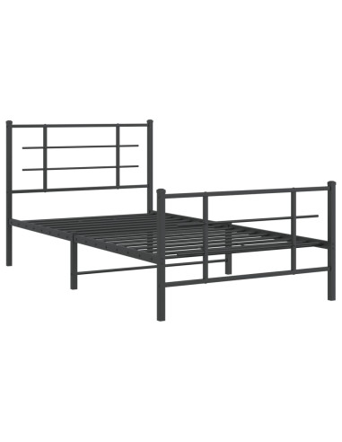 Giroletto con Testiera e Pediera Metallo Nero 100x200 cm