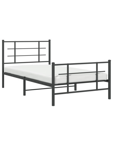 Giroletto con Testiera e Pediera Metallo Nero 100x200 cm