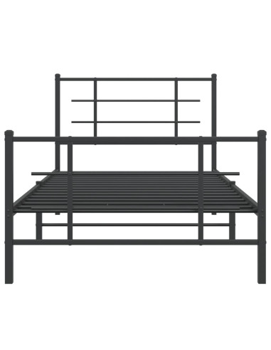 Giroletto con Testiera e Pediera Metallo Nero 100x200 cm