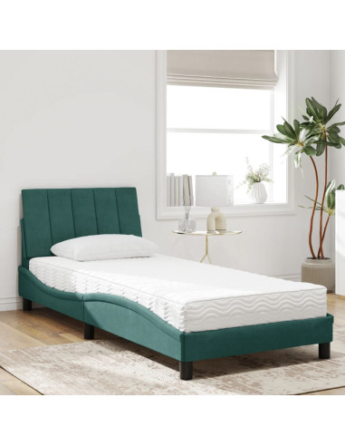 Letto con Materasso Verde Scuro 80x200 cm in Velluto