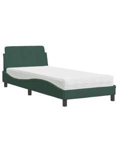 Letto con Materasso Verde Scuro 80x200 cm in Velluto 2
