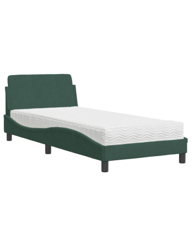 Letto con Materasso Verde Scuro 80x200 cm in Velluto