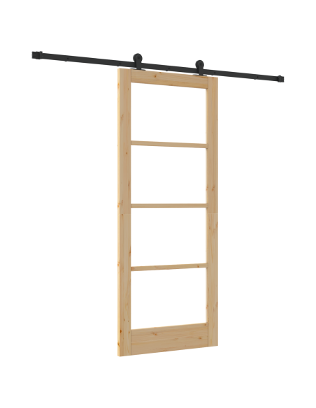 porta scorrevole  con set di accessori 'ORKDAL'83x202 cm, porta interna  con vetro 'ORKDAL'83x202x4 cm in legno massello di pino