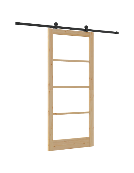 porta scorrevole  con set di ferramenta 'ORKDAL'93x211 cm, porta interna  con vetro 'ORKDAL'93x211x4 cm in legno massello di pin