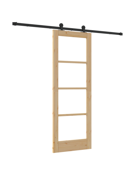 Porta Scorrevole  con Set di Accessori 'ORKDAL'73.5x198.5 cm, Porta Interna  con Vetro 'ORKDAL'73.5x198.5x4 cm in Legno Massello
