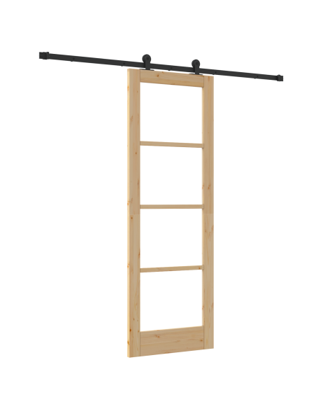 Porta Scorrevole  con Set di Ferramenta "ORKDAL" 73.5x211 cm, Porta Interna  con Vetro "ORKDAL" 73.5x211x4 cm in Legno Massello 