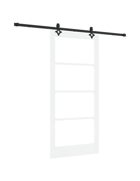 Porta scorrevole  con hardware bianco 93x202 cm in legno massello di pino, Porta interna  in vetro 'ORKDAL'bianca 93x202x4 cm
