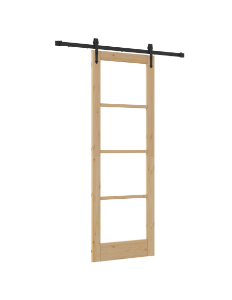 Porta scorrevole  con set di ferramenta "ORKDAL" 73,5x211 cm, Porta interna  con vetro "ORKDAL" 73,5x211x4 cm Legno massello di 