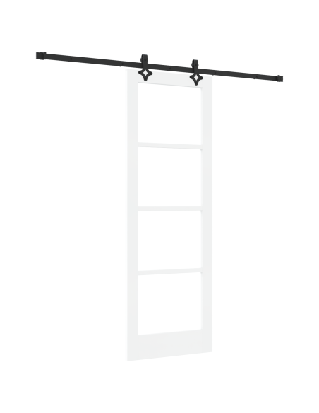 Set di porte scorrevoli  con fissaggi bianchi 73.5x211 cm in legno massello, Porta interna  con vetro 'ORKDAL'bianca 73.5x211x4 